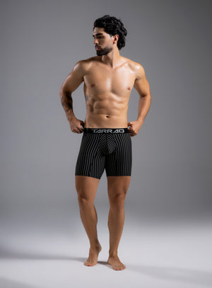 Bóxer de talle largo a rayas, elaborado en microfibra Tarrao Negro ref 17001I