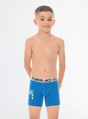 Bóxer infantil unicolor con estampado reflectivo en costados de la pierna, en algodón natural Tarrao Tarrao Kids ref 19561