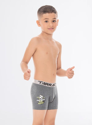 Bóxer infantil unicolor con estampado reflectivo en costados de la pierna, en algodón natural Tarrao Tarrao Kids ref 19561