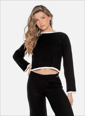Blusa casual color negro para mujer, marca BABALÚ, referencia 110513, vista frontal. Compra al por mayor en int.babalu.com.co en USD.