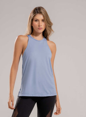 Blusa deportiva color azul para mujer, marca BABALÚ, referencia 112553, vista frontal. Compra al por mayor en int.babalu.com.co en USD.