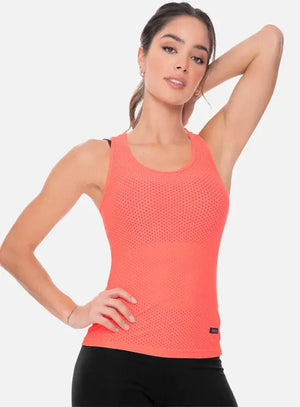 Blusa deportiva color coral para mujer, marca BABALÚ, referencia 12633, vista frontal. Compra al por mayor en int.babalu.com.co en USD.