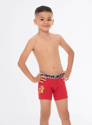 Bóxer infantil unicolor con estampado reflectivo en costados de la pierna, en algodón natural Tarrao Tarrao Kids ref 19561