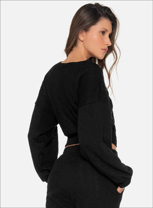 Buzo casual color negro para mujer, marca BABALÚ, referencia 111563, vista trasera. Compra al por mayor en int.babalu.com.co en USD.