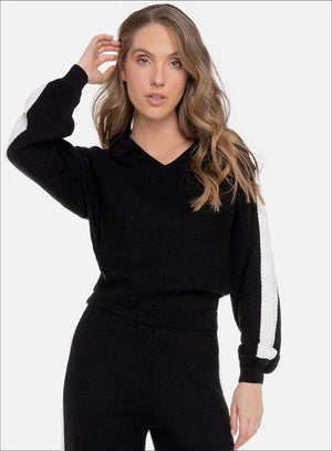 Buzo casual color negro para mujer, marca BABALÚ, referencia 112733, vista frontal. Compra al por mayor en int.babalu.com.co en USD.