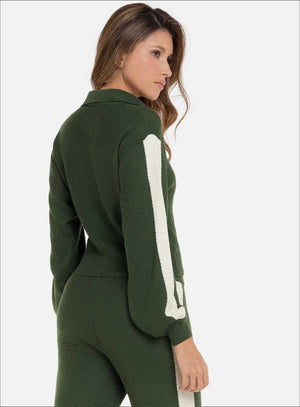 Buzo casual color verde para mujer, marca BABALÚ, referencia 112733, vista lateral. Compra al por mayor en int.babalu.com.co en USD.