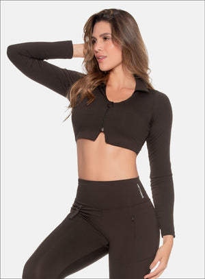 Buzo deportivo color cafe para mujer, marca BABALÚ, referencia 109263, vista frontal. Compra al por mayor en int.babalu.com.co en USD.
