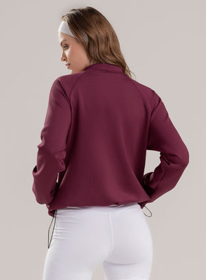 Buzo deportivo color vino tinto para mujer, marca BABALÚ, referencia 113943, vista trasera. Compra al por mayor en int.babalu.com.co en USD.