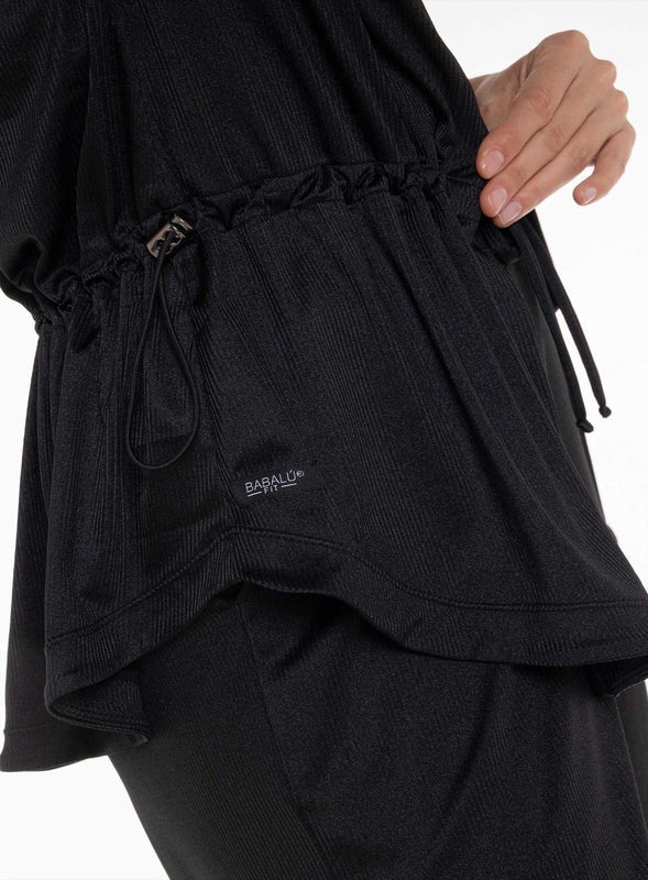 Camisa casual con cordón graduable en cintura tela rib