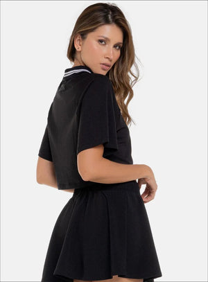 Camiseta casual color negro para mujer, marca BABALÚ, referencia 111613, vista lateral. Compra al por mayor en int.babalu.com.co en USD.