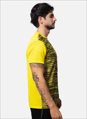 Camiseta deportiva color amarillo para hombre, marca INIZIO, referencia 86526, vista lateral. Compra al por mayor en int.babalu.com.co en USD.
