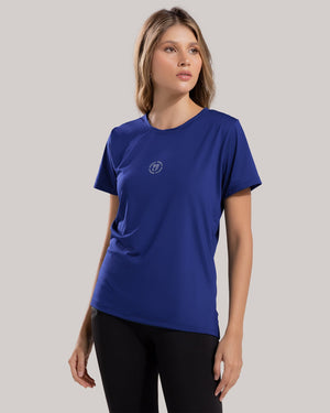 Camiseta deportiva color azul para mujer, marca BABALÚ, referencia 112563, vista frontal. Compra al por mayor en int.babalu.com.co en USD.