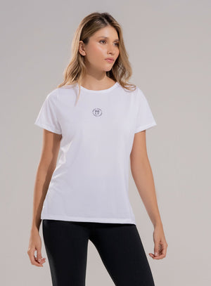 Camiseta deportiva color blanco para mujer, marca BABALÚ, referencia 112453, vista frontal. Compra al por mayor en int.babalu.com.co en USD.