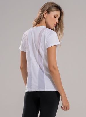 Camiseta deportiva color blanco para mujer, marca BABALÚ, referencia 112453, vista trasera. Compra al por mayor en int.babalu.com.co en USD.