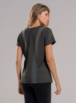 Camiseta deportiva color gris para mujer, marca BABALÚ, referencia 112453, vista trasera. Compra al por mayor en int.babalu.com.co en USD.