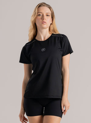 Camiseta deportiva color negro para mujer, marca BABALÚ, referencia 114753, vista frontal. Compra al por mayor en int.babalu.com.co en USD.