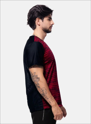 Camiseta deportiva color rojo para hombre, marca INIZIO, referencia 86526, vista lateral. Compra al por mayor en int.babalu.com.co en USD.