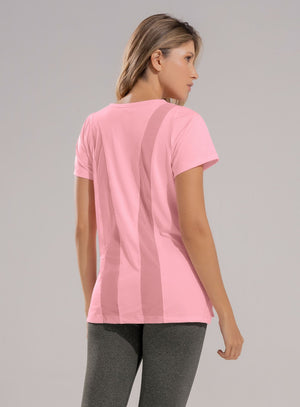 Camiseta deportiva color rosado para mujer, marca BABALÚ, referencia 112453, vista trasera. Compra al por mayor en int.babalu.com.co en USD.