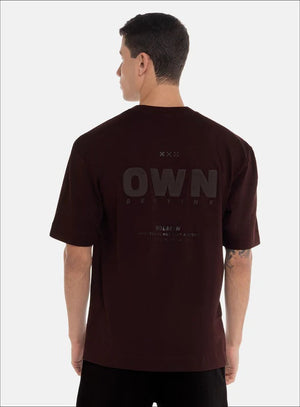 Camiseta oversize color vino tinto para hombre, marca BBL MEN, referencia 79, vista trasera. Compra al por mayor en int.babalu.com.co en USD.