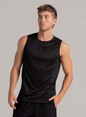 Camisilla deportiva color negro para hombre, marca INIZIO, referencia 86566, vista frontal. Compra al por mayor en int.babalu.com.co en USD.
