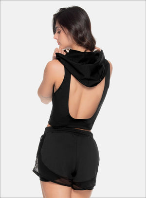 Chaleco deportivo color negro para mujer, marca BABALÚ, referencia 109433, vista trasera. Compra al por mayor en int.babalu.com.co en USD.