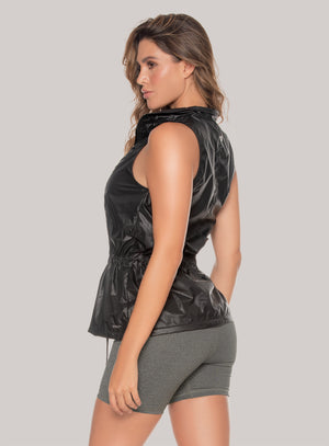 Chaleco deportivo color negro para mujer, marca BABALÚ, referencia 110223, vista lateral. Compra al por mayor en int.babalu.com.co en USD.