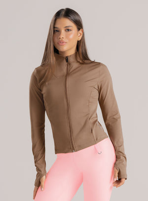 Chaqueta deportiva color arequipe para mujer, marca BABALÚ, referencia 110483, vista frontal. Compra al por mayor en int.babalu.com.co en USD.
