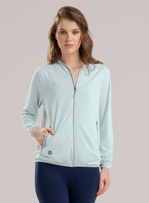 Chaqueta deportiva color azul para mujer, marca BABALÚ, referencia 113853, vista frontal. Compra al por mayor en int.babalu.com.co en USD.