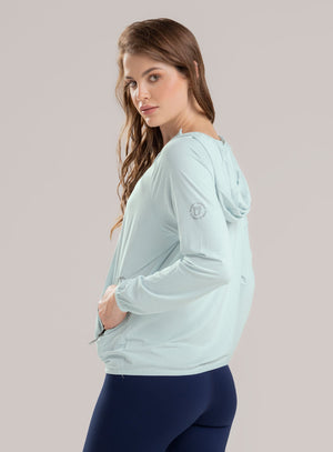 Chaqueta deportiva color azul para mujer, marca BABALÚ, referencia 113853, vista lateral. Compra al por mayor en int.babalu.com.co en USD.