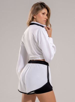 Chaqueta deportiva color blanco para mujer, marca BABALÚ, referencia 112393, vista lateral. Compra al por mayor en int.babalu.com.co en USD.