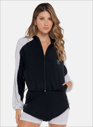 Chaqueta deportiva color negro para mujer, marca BABALÚ, referencia 109153, vista frontal. Compra al por mayor en int.babalu.com.co en USD.