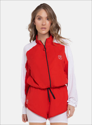 Chaqueta deportiva color rojo para mujer, marca BABALÚ, referencia 109153, vista frontal. Compra al por mayor en int.babalu.com.co en USD.