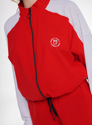 Chaqueta deportiva color rojo para mujer, marca BABALÚ, referencia 109153, vista frontal. Compra al por mayor en int.babalu.com.co en USD.
