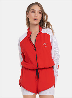 Chaqueta deportiva color rojo para mujer, marca BABALÚ, referencia 109153, vista frontal. Compra al por mayor en int.babalu.com.co en USD.