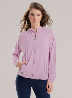 Chaqueta deportiva color rosado para mujer, marca BABALÚ, referencia 113853, vista frontal. Compra al por mayor en int.babalu.com.co en USD.