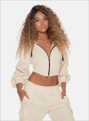 Chaqueta deportiva para mujer, marca BABALÚ, referencia 109553, vista frontal. Compra al por mayor en int.babalu.com.co en USD.