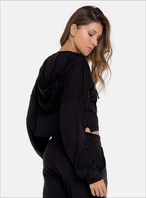 Chompa casual color negro para mujer, marca BABALÚ, referencia 111703, vista lateral. Compra al por mayor en int.babalu.com.co en USD.