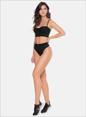 Conjunto deportivo color negro para mujer, marca BABALÚ, referencia 109653, vista lateral. Compra al por mayor en int.babalu.com.co en USD.