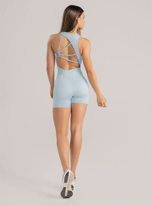Enterizo deportivo color azul baby para mujer, marca BABALÚ, referencia 114513, vista trasera. Compra al por mayor en int.babalu.com.co en USD.