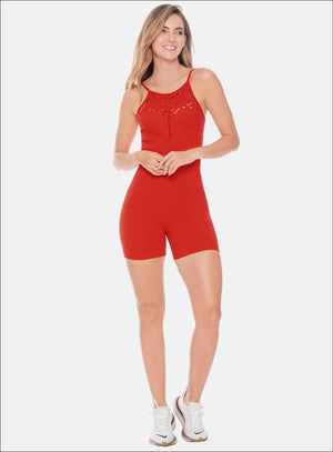 Enterizo deportivo color rojo para mujer, marca BABALÚ, referencia 108843, vista frontal. Compra al por mayor en int.babalu.com.co en USD.