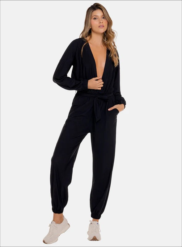 Enterizo casual con bolsillos y cinturón