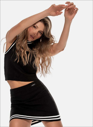 Falda casual color negro para mujer, marca BABALÚ, referencia 111213, vista frontal. Compra al por mayor en int.babalu.com.co en USD.