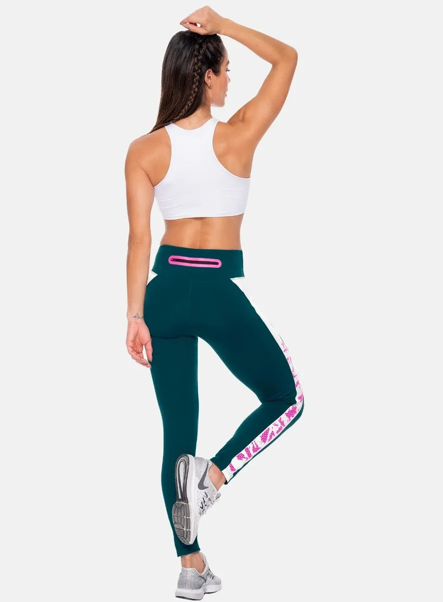LEGGINS DEPORTIVO MUJER  TELA SUPPLEX  CON TERMOSELLADO Y ESTAMPADO EN LATERALES TALLA ÚNICA