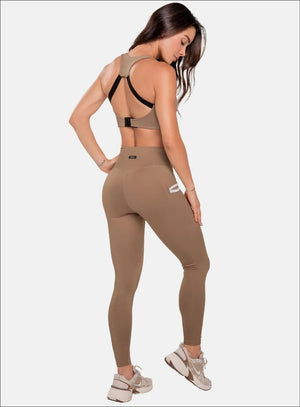 Leggins deportivo color arequipe para mujer, marca BABALÚ, referencia 107033, vista trasera. Compra al por mayor en int.babalu.com.co en USD.