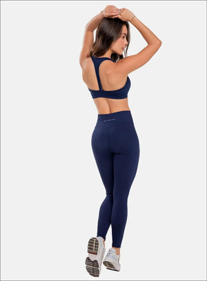 Leggins deportivo color azul para mujer, marca BABALÚ, referencia 37683, vista trasera. Compra al por mayor en int.babalu.com.co en USD.
