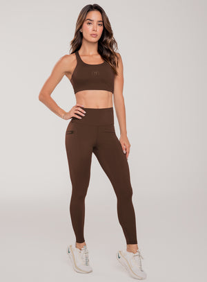 Leggins deportivo color cafe para mujer, marca BABALÚ, referencia 107033, vista frontal. Compra al por mayor en int.babalu.com.co en USD.