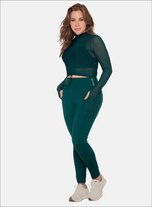Leggins deportivo color mandarina para mujer, marca BABALÚ, referencia 111293, vista frontal. Compra al por mayor en int.babalu.com.co en USD.