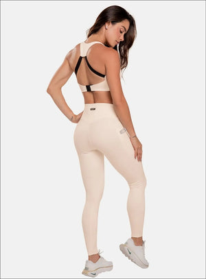 Leggins deportivo color marfil para mujer, marca BABALÚ, referencia 107033, vista trasera. Compra al por mayor en int.babalu.com.co en USD.