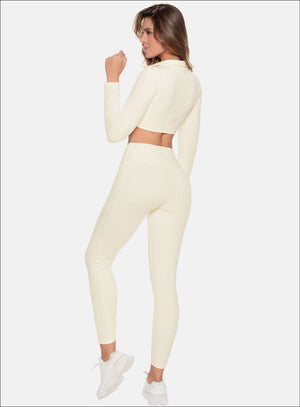 Leggins deportivo color marfil para mujer, marca BABALÚ, referencia 109333, vista trasera. Compra al por mayor en int.babalu.com.co en USD.