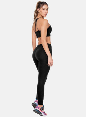 Leggins deportivo color negro para mujer, marca BABALÚ, referencia 103833, vista lateral. Compra al por mayor en int.babalu.com.co en USD.